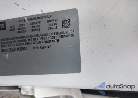 2013 Buick Verano Premium Group from USA, damaged, VIN 1G4PT5SV4D4130014